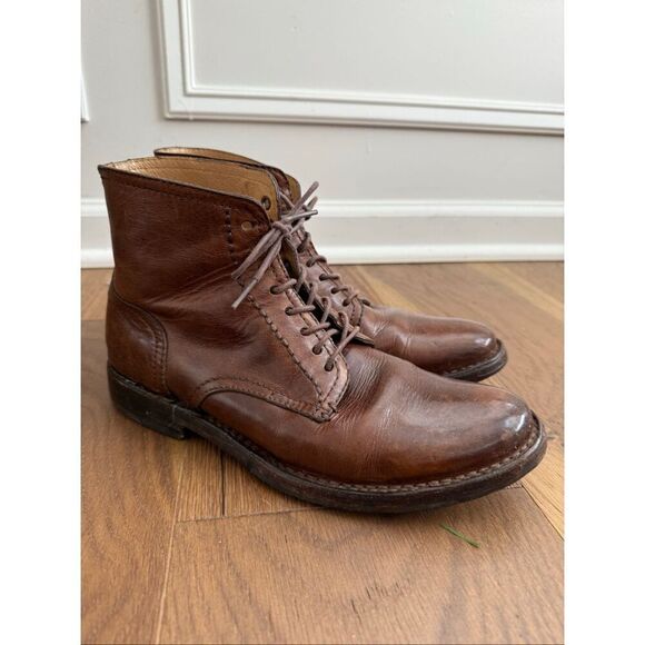 Frye Corey Cognac Brown Lace Up Leather Boots $268 7 D